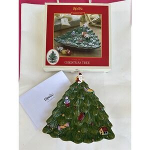 Spode Christmas Tree Santa‎ Whimsical Tray 7x7" Cookie Snack Holder With Box